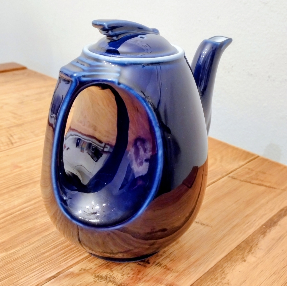 Vintage Hall Aeroflow Sundial Teapot Cobalt Blue 6 Cup USA - Picture 4 of 13